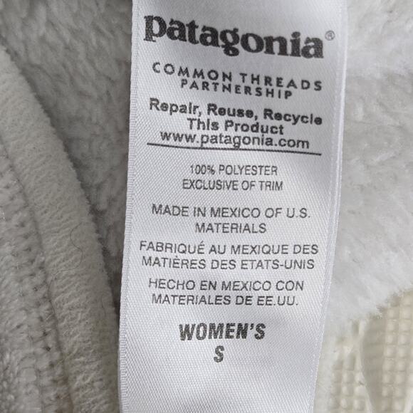 Patagonia Snap-T Pullover Fleece Top Womens Small White Raw Linen Logo Heritage - Picture 12 of 12